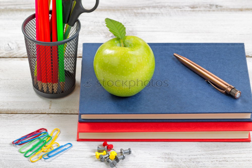 Similar – Image, Stock Photo magnifying glass, notepad, felt-tip pens, eyeglasses, scissors