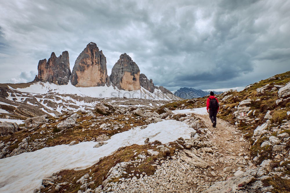 Similar – Woman tourist in mountains