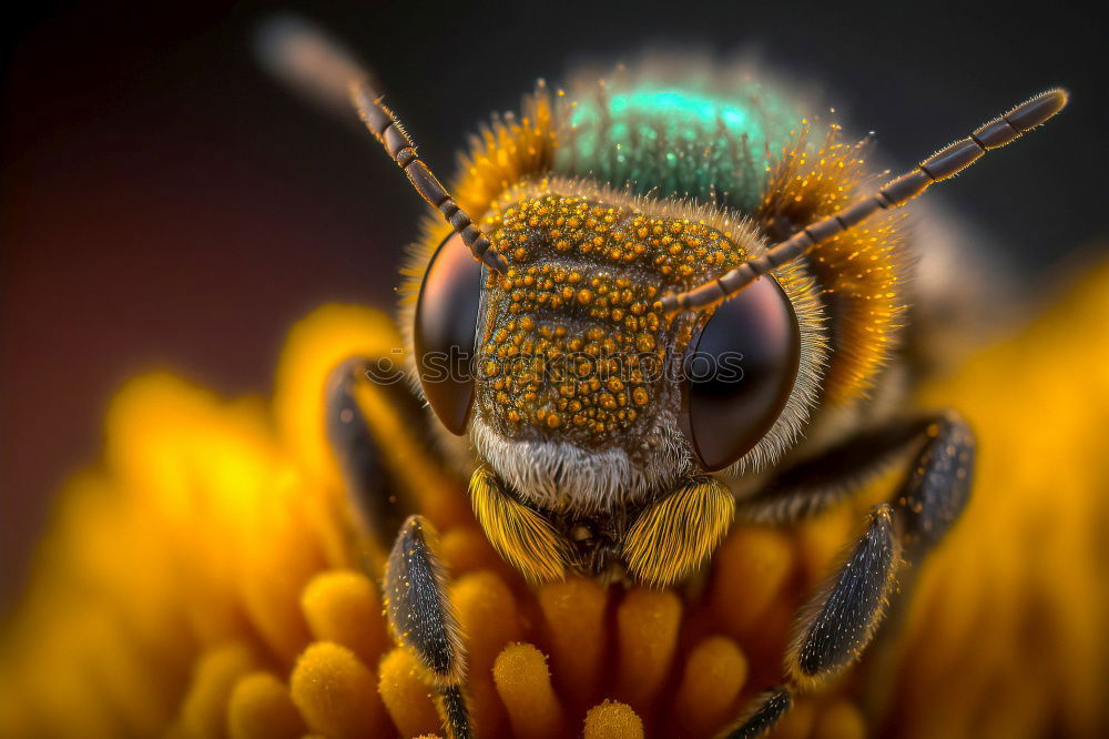 Similar – Image, Stock Photo Macro honey bee collects yellow pollen on sunflower in nature