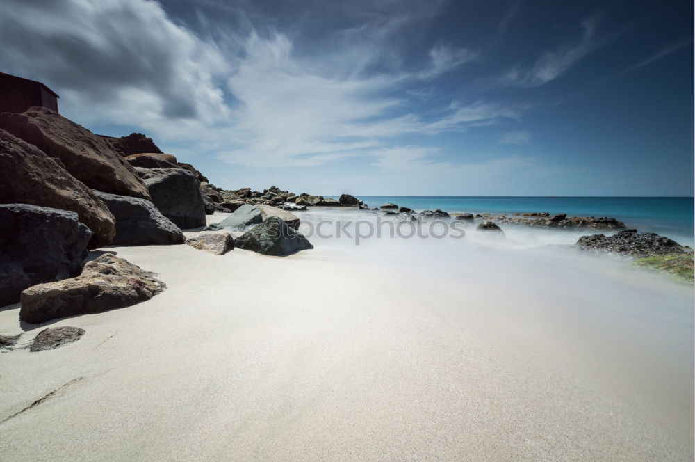 Image, Stock Photo Steep coast washed up by waves with a blue sky.