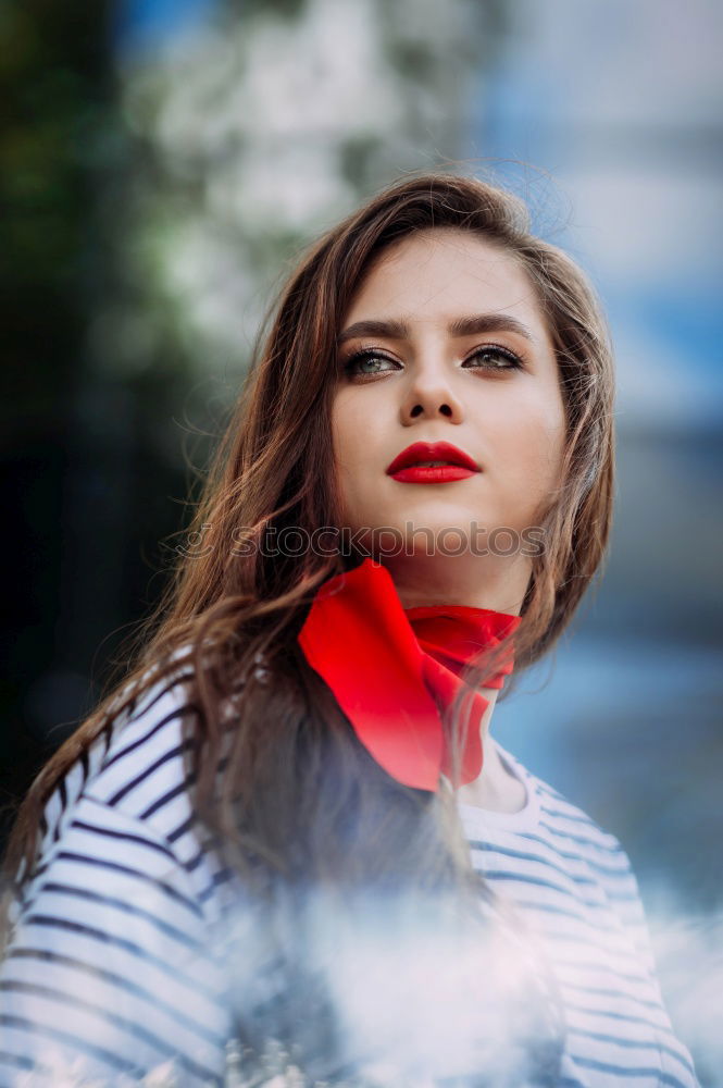 Similar – Attractive woman at window