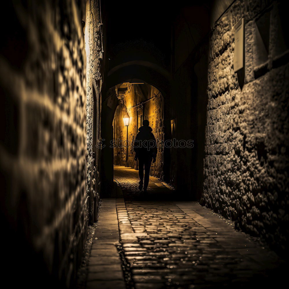 Similar – Image, Stock Photo Woman at night alone on the road in Gasse in Soller, Mallorca