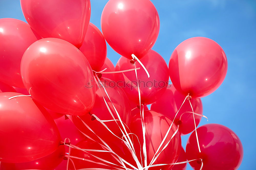 Herzförmige Luftballons in rot mit Helium gefüllt