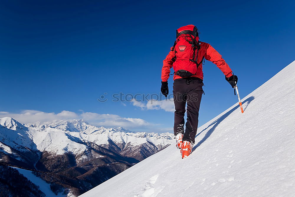 Similar – Image, Stock Photo Mountaineer at the top of a snowy mountain