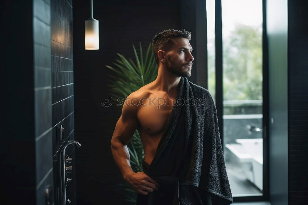 Similar – Friendly young man soaping himself in the shower