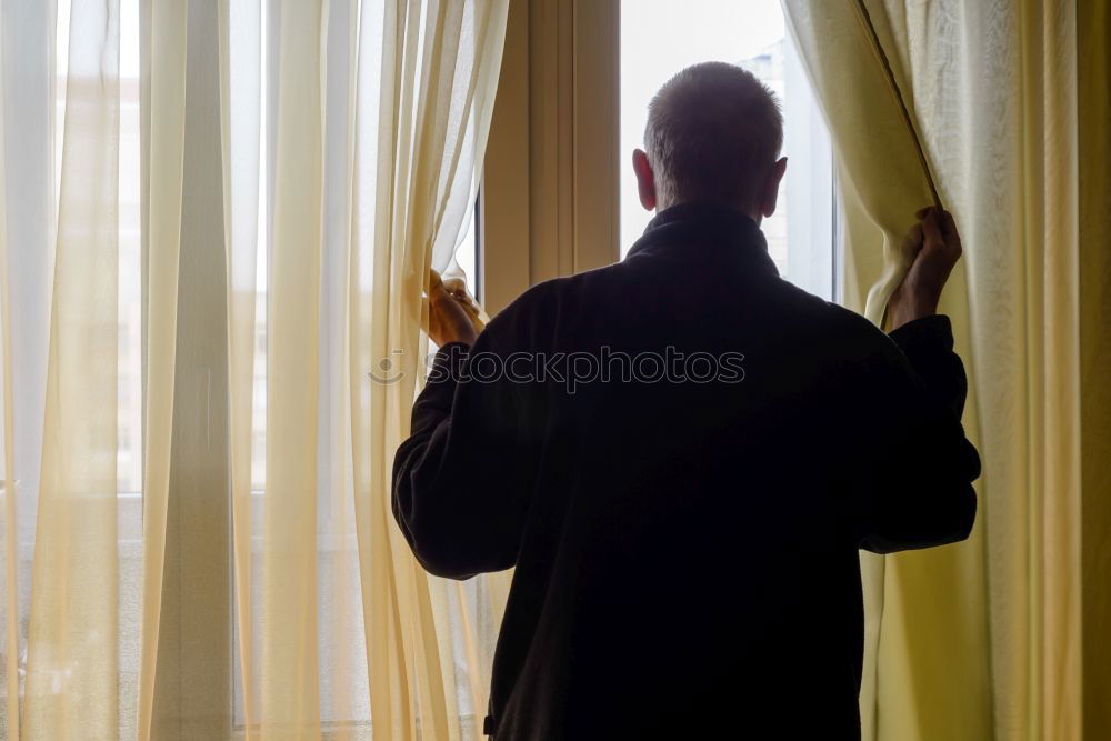 Image, Stock Photo Man Looking out of the Window