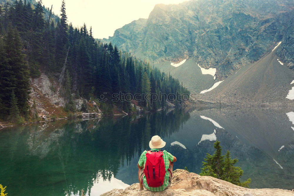 Man posing in mountains