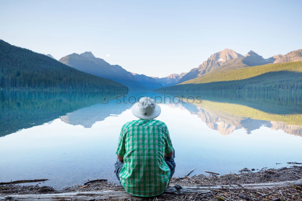 Similar – Man posing in mountains