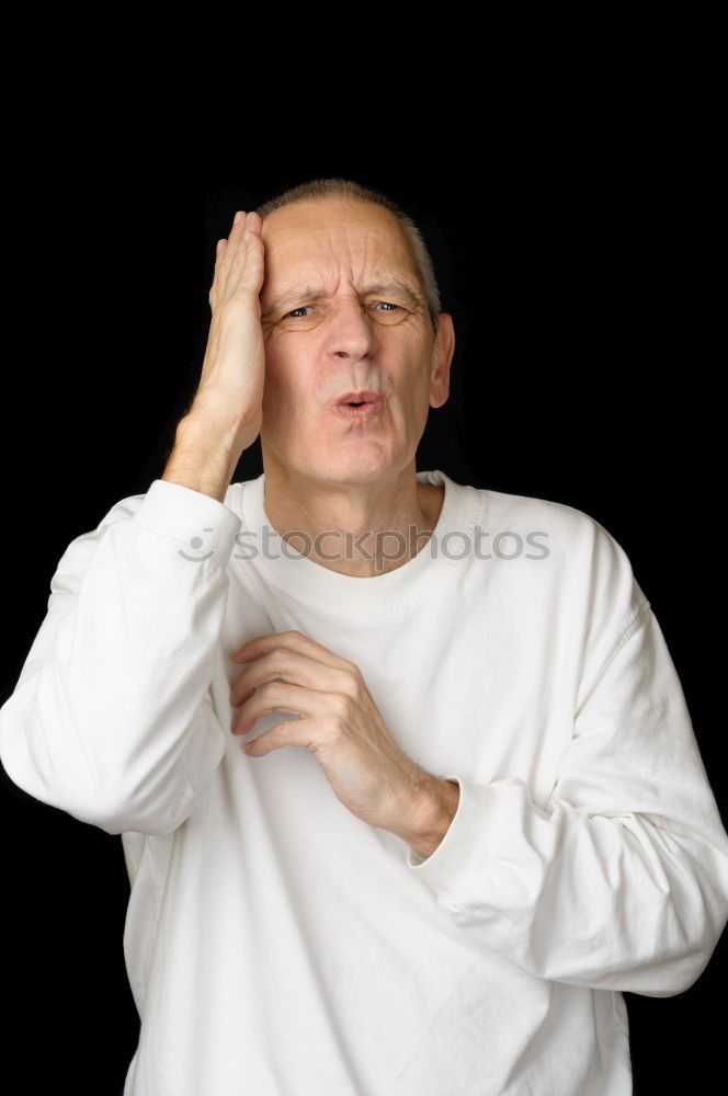 Similar – Close up face portrait Older depressed man