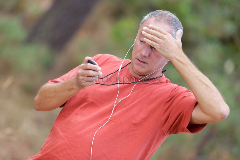 Similar – Image, Stock Photo Senior Man Exercising In Park