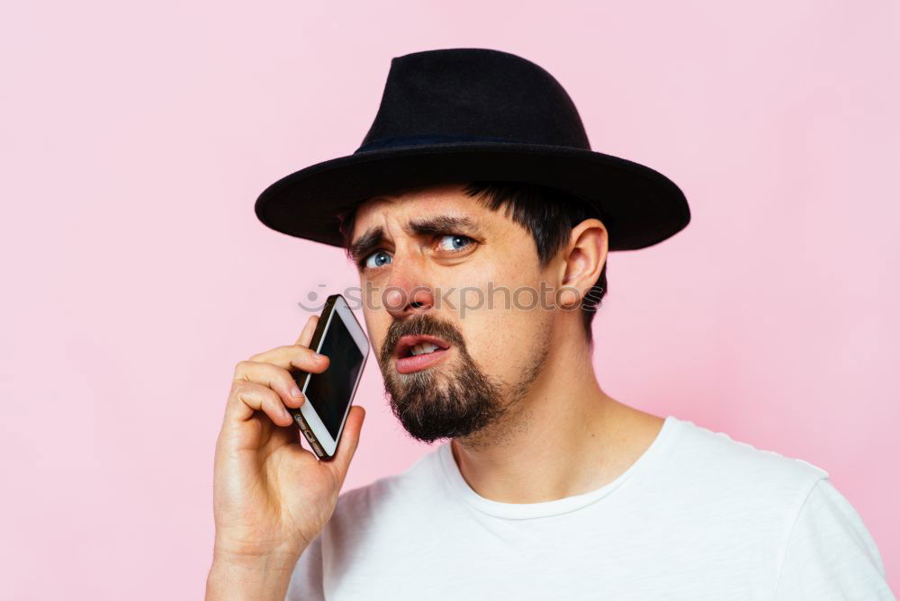 Similar – Image, Stock Photo Man with mustache talking on the phone.