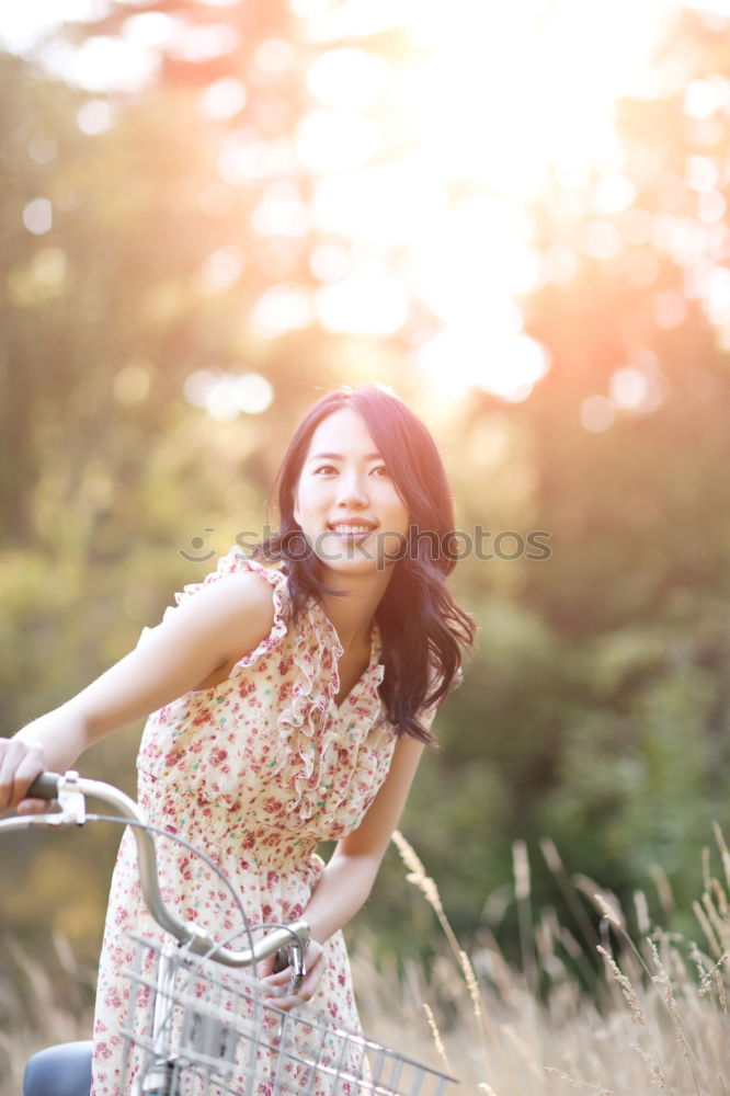 Similar – Image, Stock Photo Cheerful woman in garden