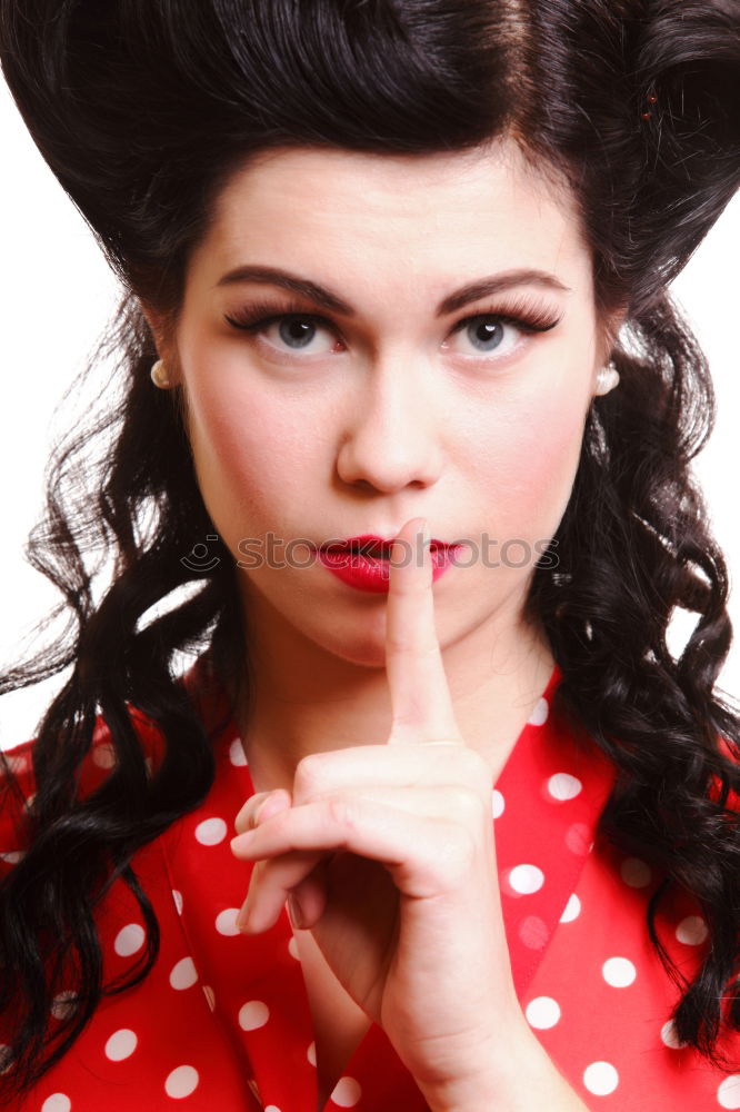 Similar – Image, Stock Photo Young woman against red background