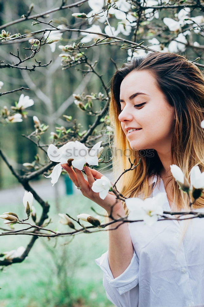 Similar – Image, Stock Photo Woman posing on nature