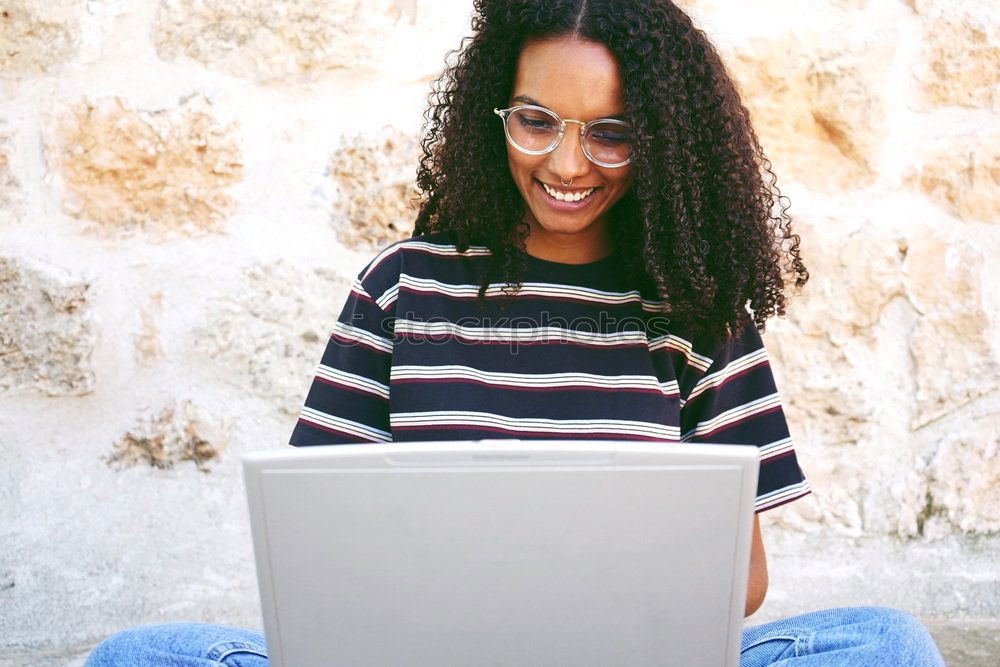 Similar – Image, Stock Photo Young student woman using her laptop