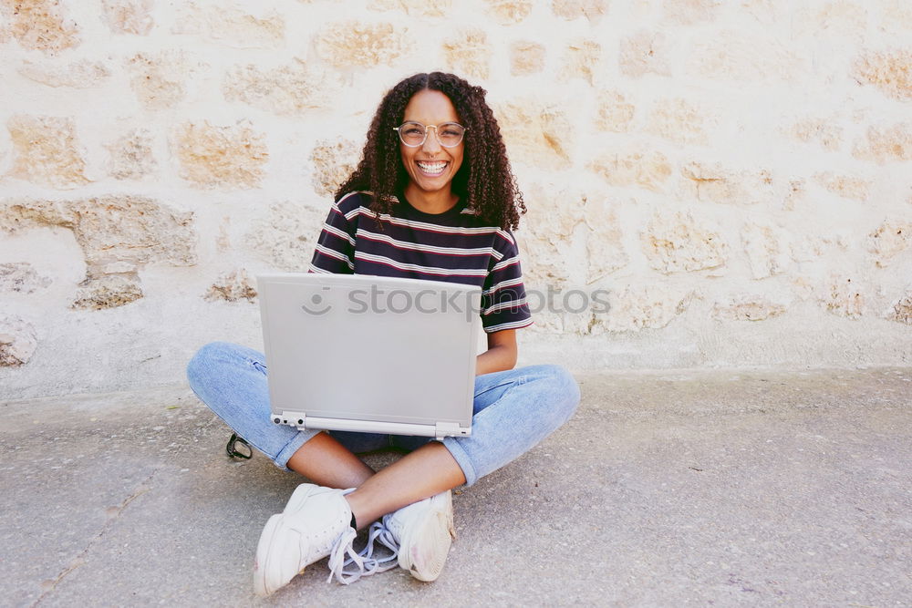 Similar – Image, Stock Photo Young student woman using her laptop