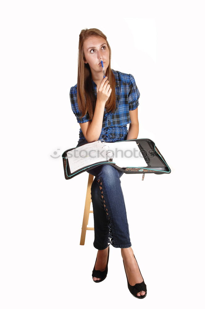 Similar – Image, Stock Photo Schoolgirl reading a book in classroom