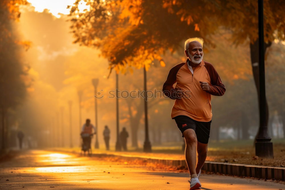 Similar – Image, Stock Photo Sporty woman running on a country road
