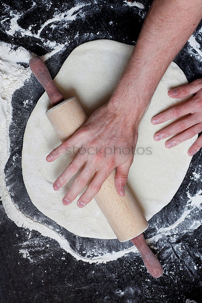 Similar – Image, Stock Photo spoon with white wheat flour in the male hands of a cook