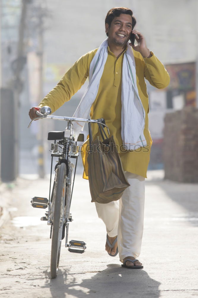 Image, Stock Photo indian man (2007) Bicycle