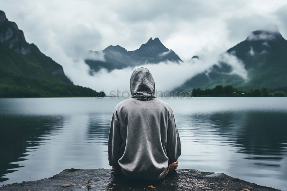 Similar – Image, Stock Photo Anonymous man posing on pier