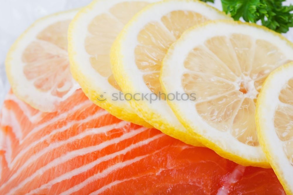 Image, Stock Photo Salmon steak, preparation with fennel and lemon