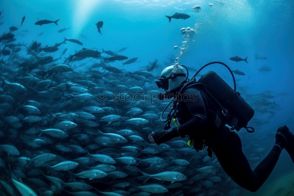 Similar – Diver with Bubbles tauchen