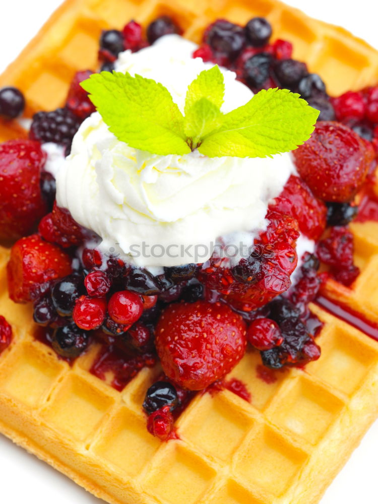 Similar – Image, Stock Photo Breakfast belgian with waffles with ice