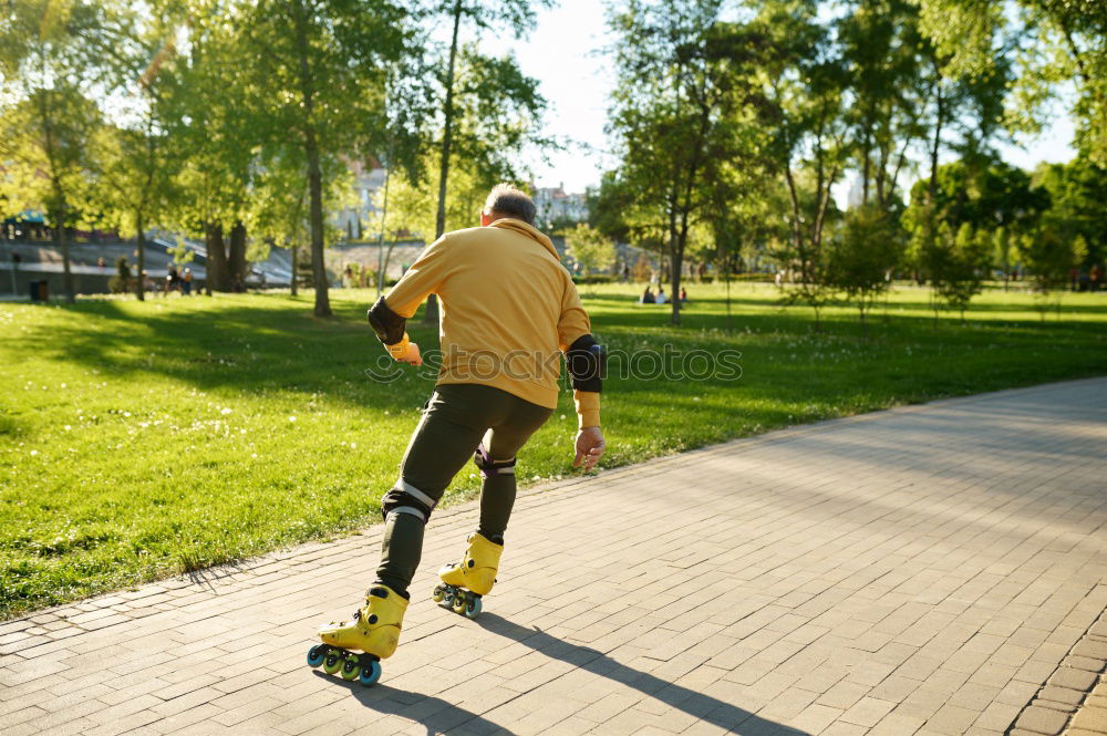 Similar – Image, Stock Photo Side view of one senior caucasian athlete man training