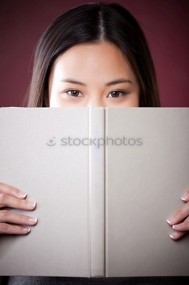 Similar – Image, Stock Photo Woman reads in a book