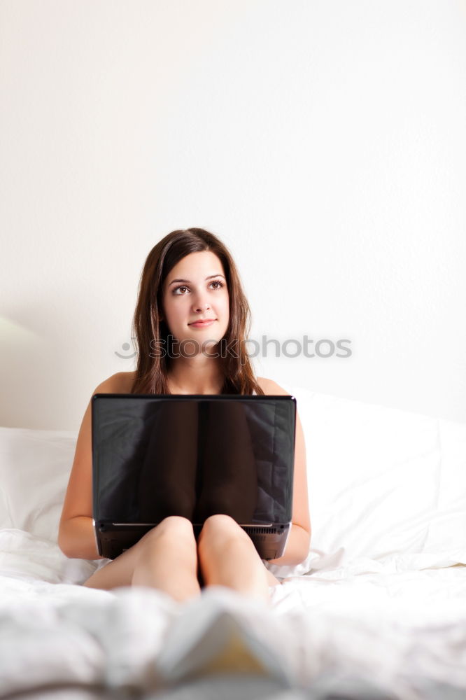 Similar – Image, Stock Photo young woman reads book in bed