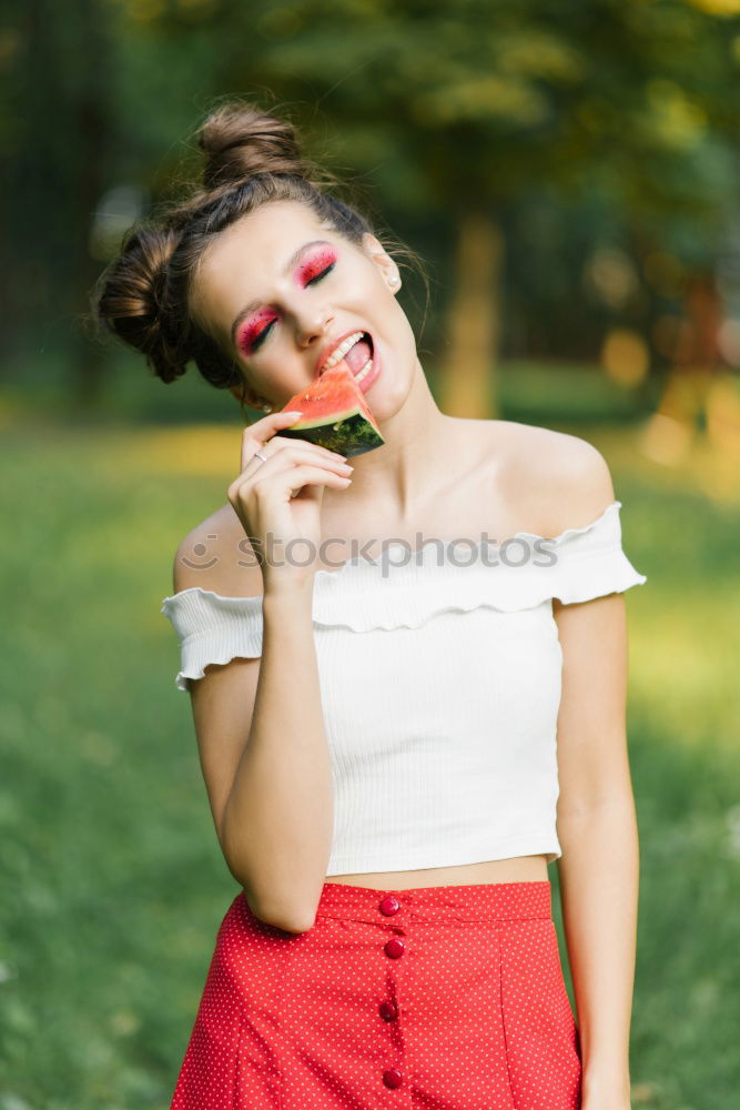 Similar – Image, Stock Photo bon appétit Woman Summer