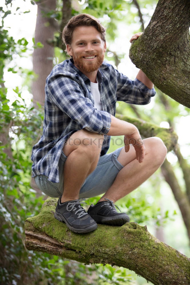 Similar – Image, Stock Photo Portrait of a hipster guy thinking in the forest