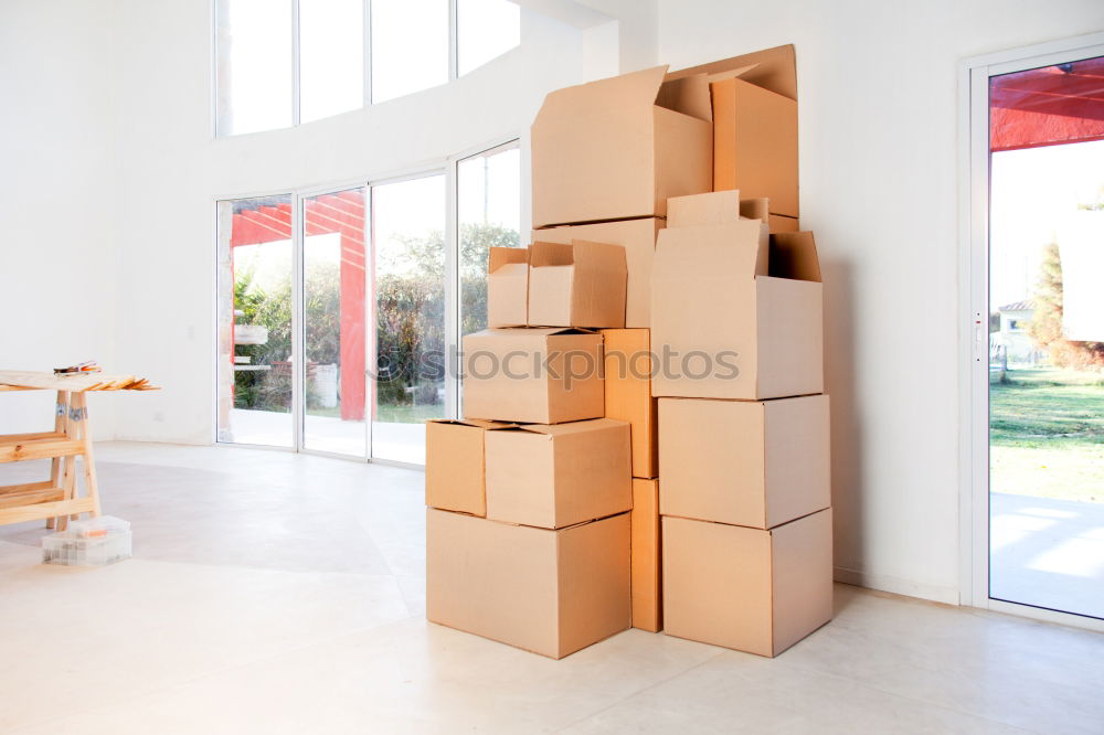 Similar – Image, Stock Photo empty cardboard packages from shipping from an online shop