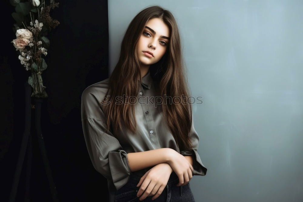 Similar – Image, Stock Photo Pretty woman standing at window