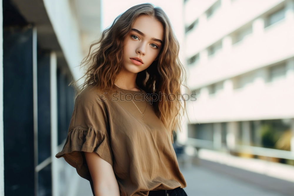 Similar – Image, Stock Photo Blonde woman in urban background.