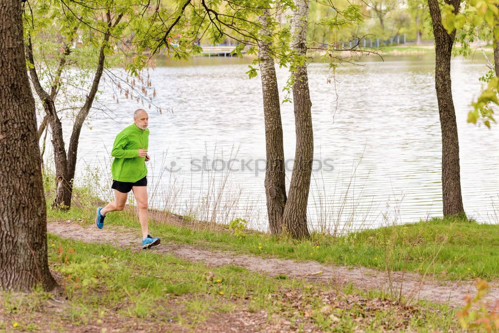 Similar – Image, Stock Photo Senior Man Running in the Forest