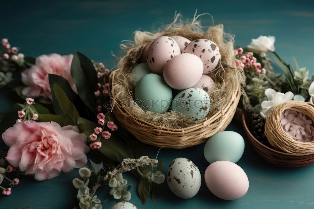 Similar – Image, Stock Photo Easter card with eggs and pink flowers decoration