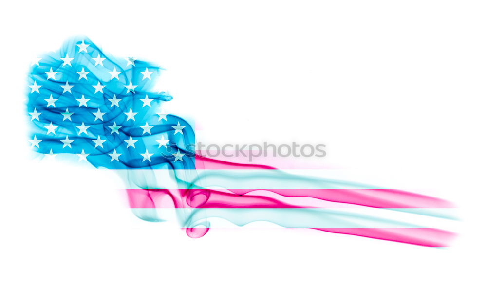 United States flag with smoke texture on white background