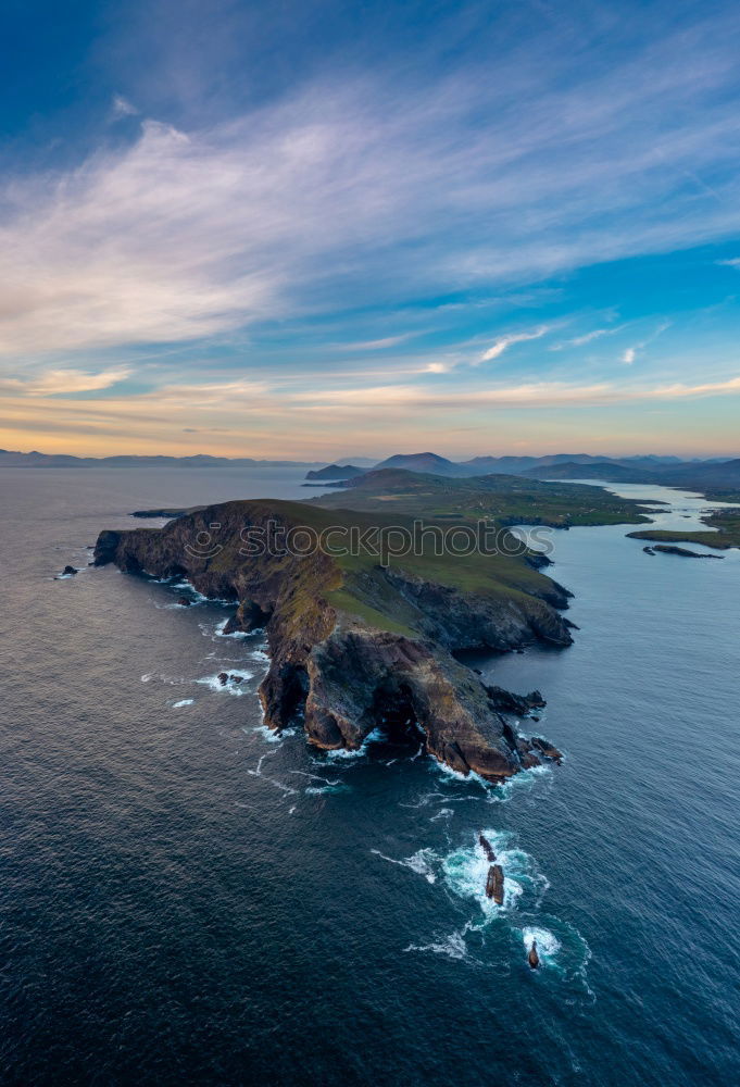 Similar – Image, Stock Photo Panoramic view of offshore island in the Azores