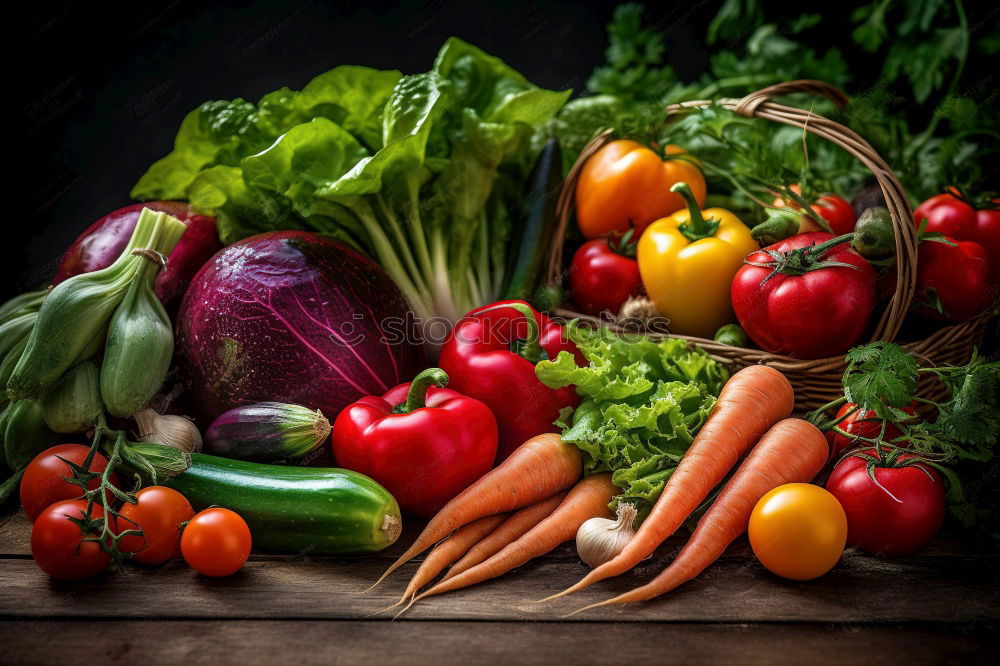 Similar – Vegetables and utensils on kitchen table