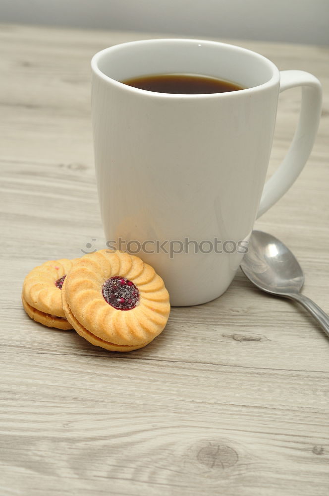 Similar – Image, Stock Photo A few books with cup of coffee and cookies on wooden floor