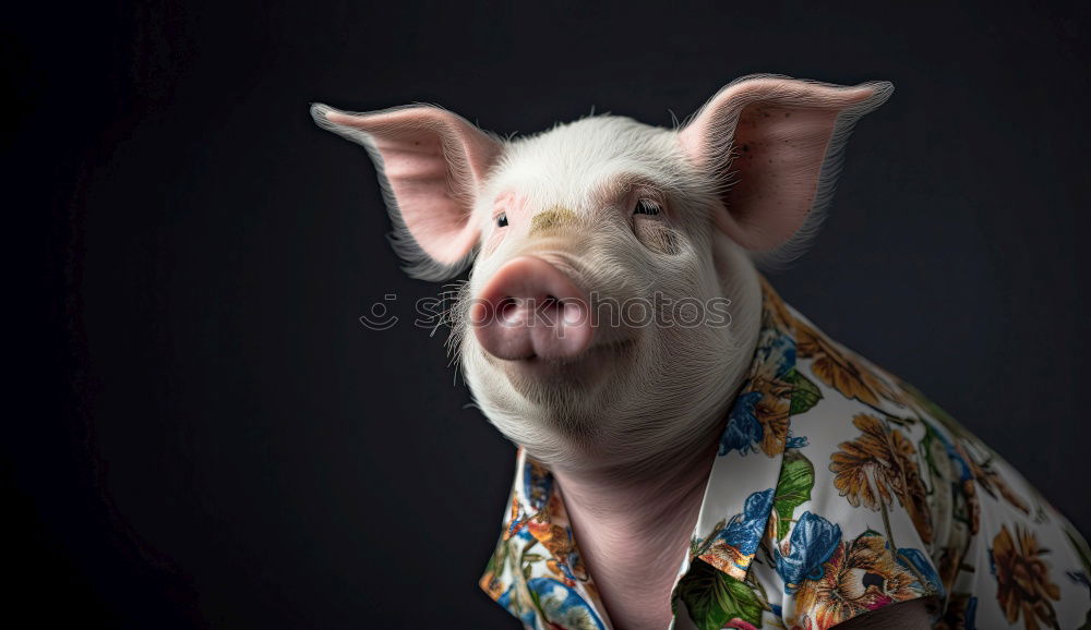 Similar – Image, Stock Photo Domestic pig looks out of his stable