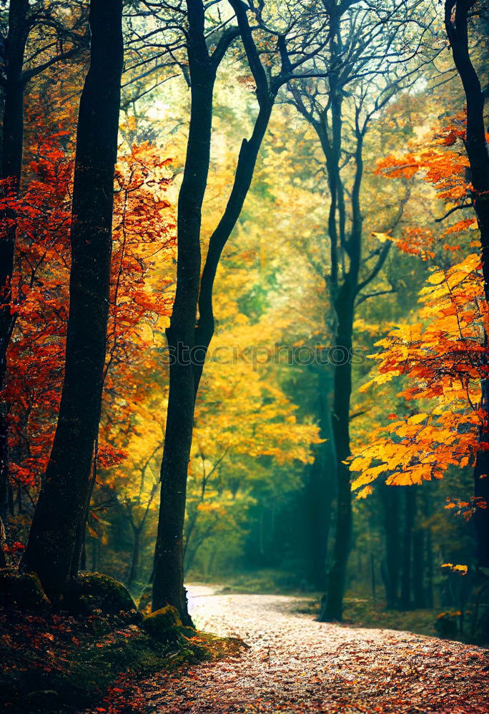 Similar – an autumn gate in the October forest