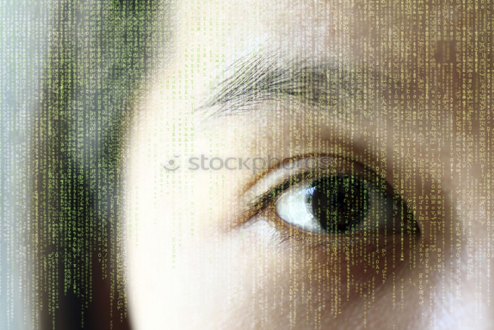 Similar – Image, Stock Photo Double exposure portrait of a young woman with her fingers in front of her eyes in half transparency