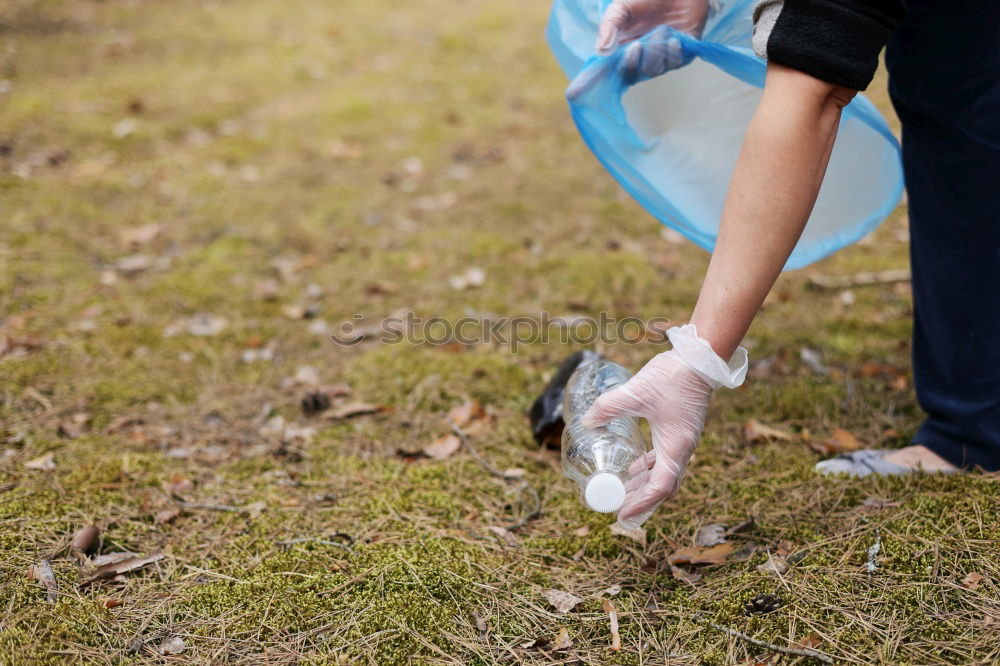 Similar – Image, Stock Photo Boy with heap of garbage in hands near basket