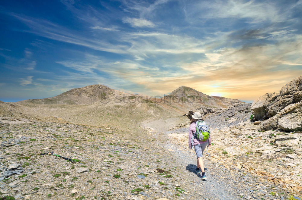 Similar – Image, Stock Photo Hiker on the way to the Memminger Hut