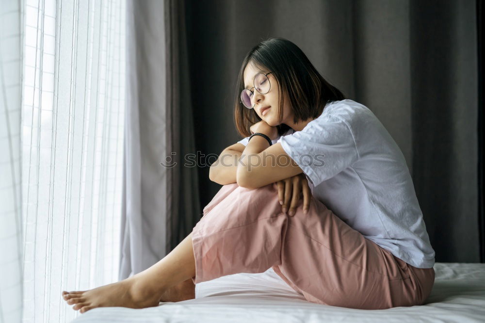 Similar – Image, Stock Photo Young woman lying in bed