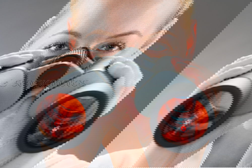 Similar – Image, Stock Photo Woman in protective clothes showing a blue paint roller