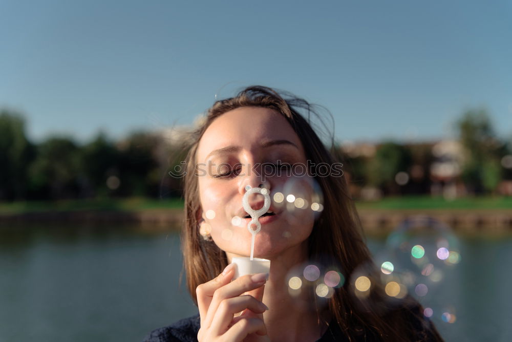 Similar – Image, Stock Photo Woman sipping lemonade in summer